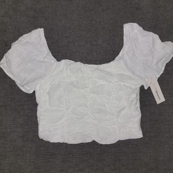 Urban Romantics Women's White Cotton Square Neck Crop Top Size Small - Picture 2 of 15